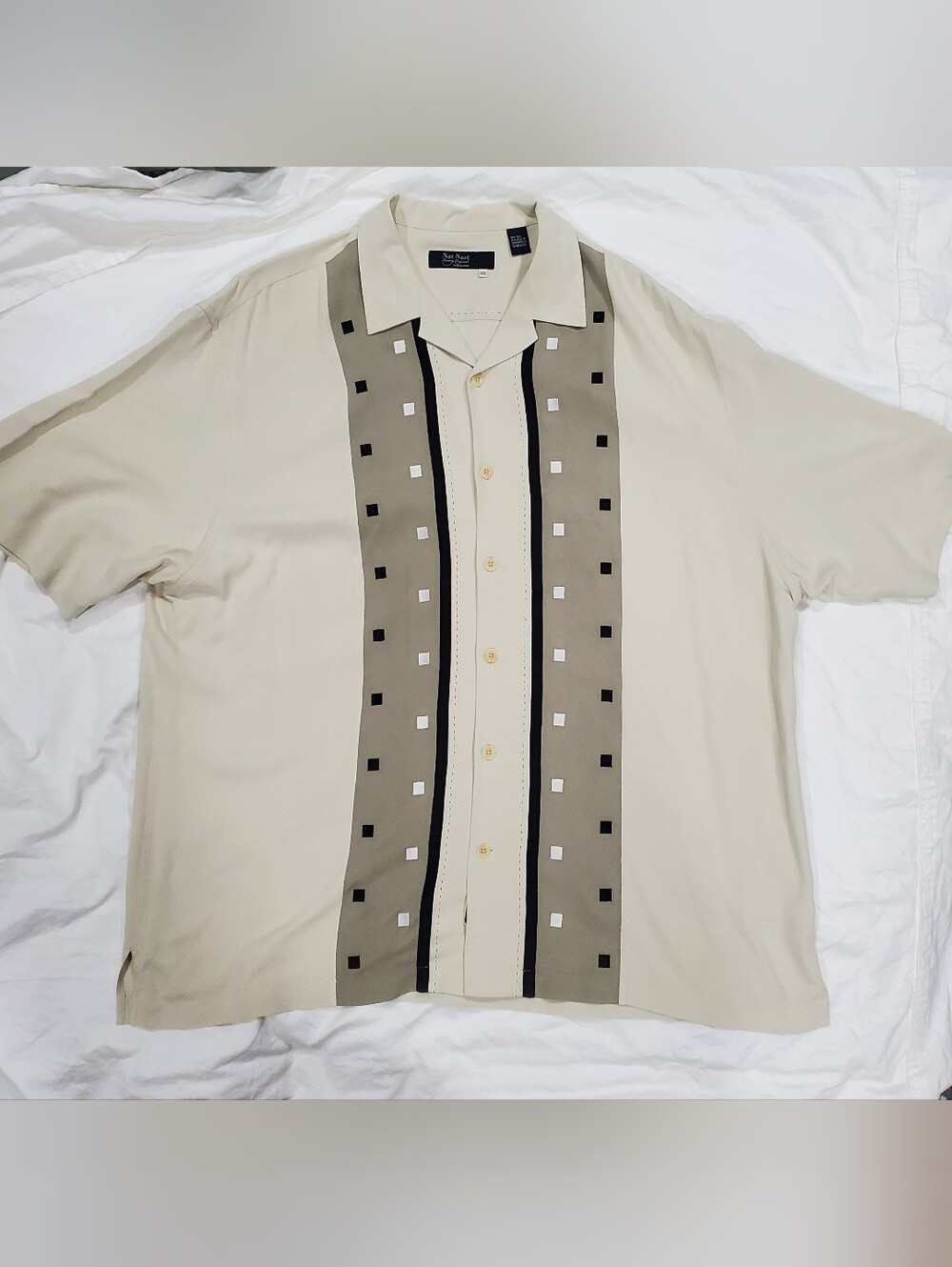 Nat Nast Luxury Originals Silk Geometric Panel Camp Shirt XXL Big & Tall
